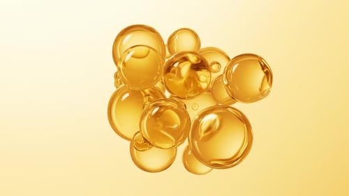 Abstract Golden Liquid Bubbles Fluid Motion Background