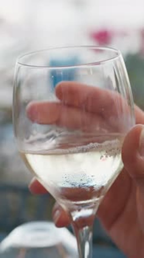 Wine Inside The Glass At The Beach Resort During Lunch