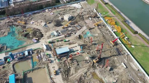 Construction site in city