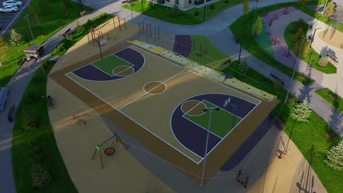 New Bright Basketball Court for Schoolchildren and Game Lovers