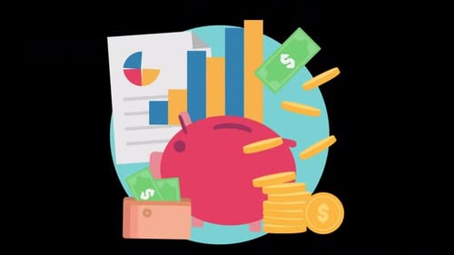 Protect Your Money Safely In The Piggy Bank And Achieve Success In Business Life Alpha Channel