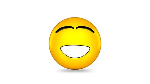 Animated 3D Yellow Emoji Character Smiling and Laughing