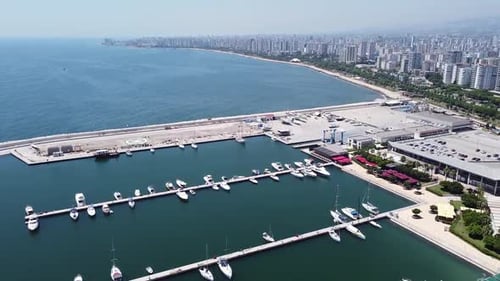 Boats in Marina Aerial View