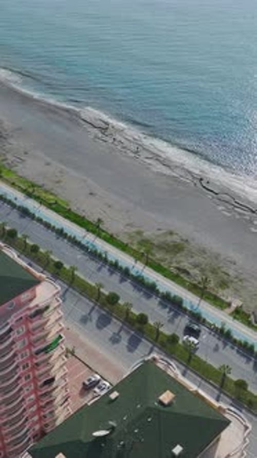 Coastal Highway and Beach From Above