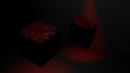 Cubes Movement Background Vj Loop With Red Pulsing Glow In HD