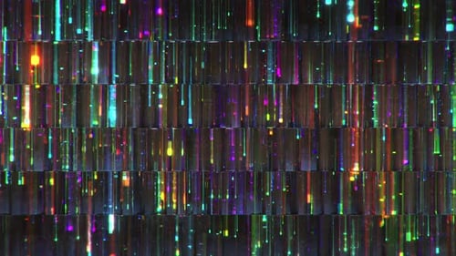 Glowing light lines and glass. Computer data transfer design. Abstract seamless loop motion