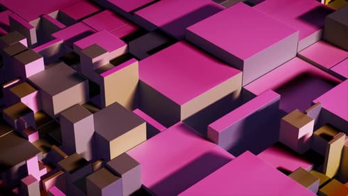 3D pink cubes in seamless loop showcasing vibrant colors and geometric shapes