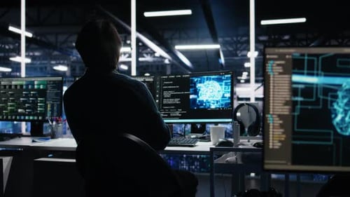 Data Center Engineer Working on Artificial Intelligence Neural Network