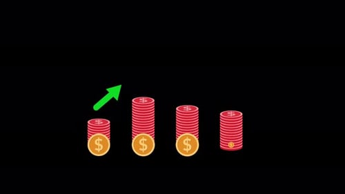 Dollar Coin Graph Bar Chart Black Background