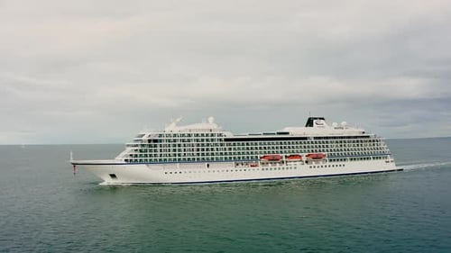 Luxury Cruise Ship Aerial View