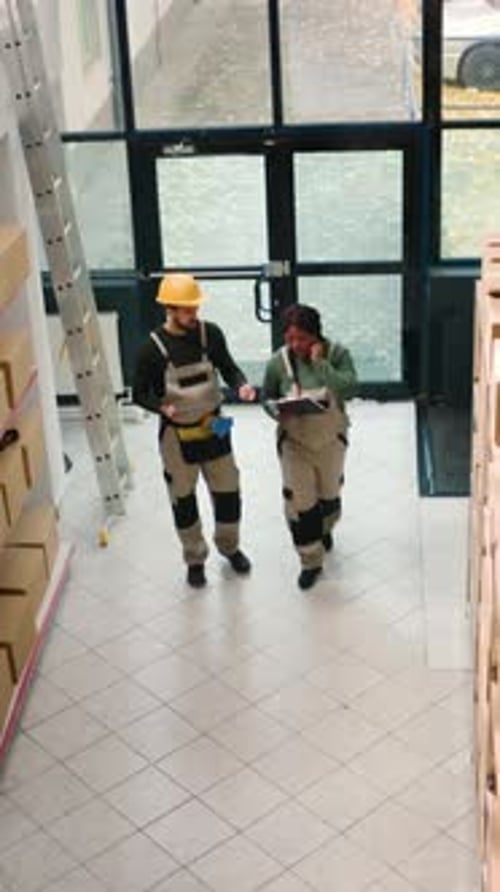 Vertical Video Warehouse Employees Starting Shift