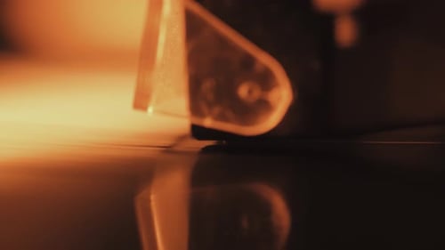 Record Player Needle on Spinning Vinyl Record