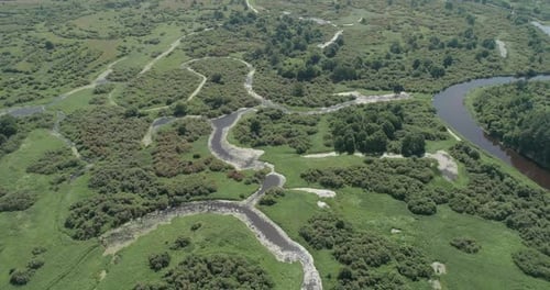 Nature Aerial View River Valley Beautiful View From Height of the Rivers Swamps and Green Forests