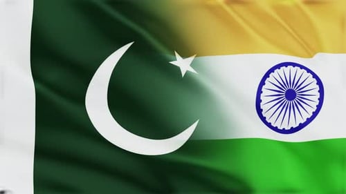 Seamless Loop Waving Flags of India and Pakistan