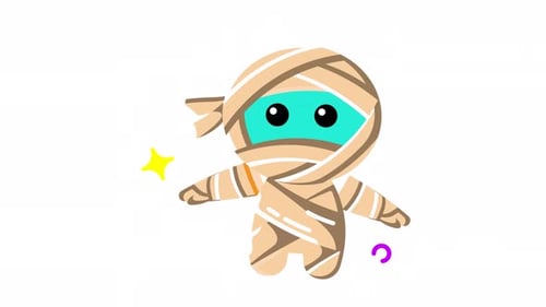 Animated Cute mummy with star and circle, perfect for halloween designs