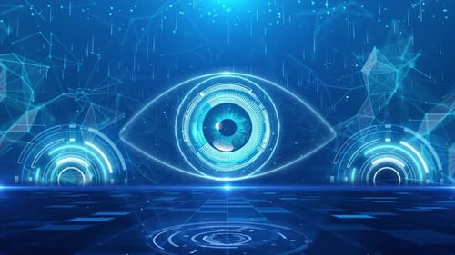 Vídeo de fondo de la línea 4K Cool Blue Technology Eye Technology