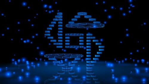 Futuristic Abstract Blue Digital Data Rotating Loop