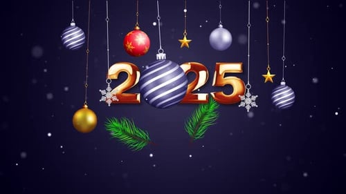 Merry Christmas And Happy New Year 2025 Card Dark