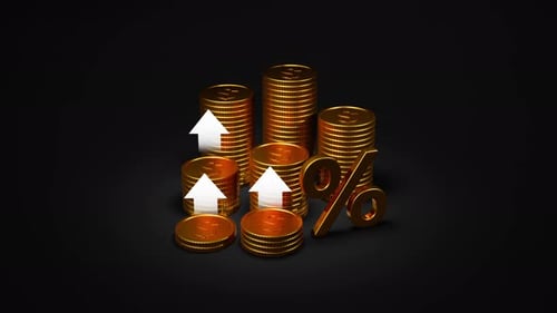 Market Profit Increase – Golden Coins and Percent Rise Animation