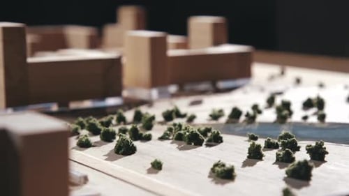 Wooden architecture model miniature city design