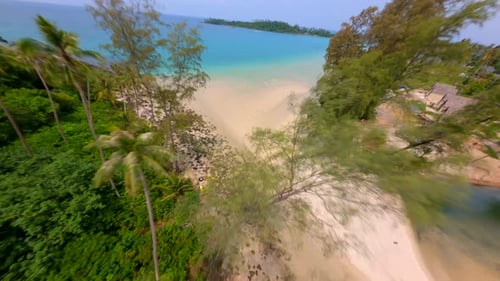 FPV of 2024 Written on a Tropical Beach Concept of a Beach Getaway in 2024