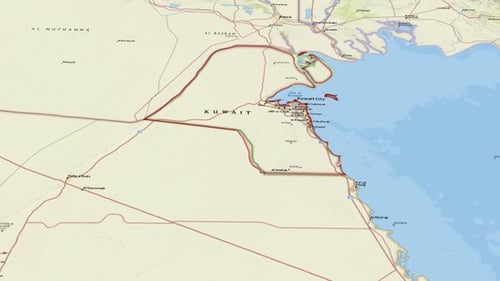 Animated 3D Map of Kuwait with Zoom into Kuwait City