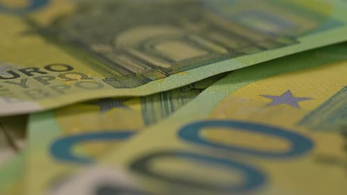 Euro Banknotes Close-Up Showing Currency Details