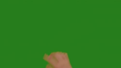 Hand making symbol gestures pack of finger on chroma key green screen background.