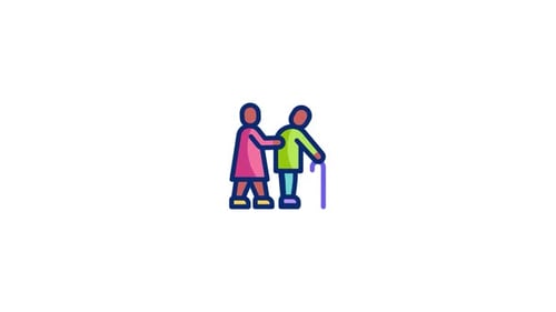 Caregiver Assisting Senior Icon Illustration