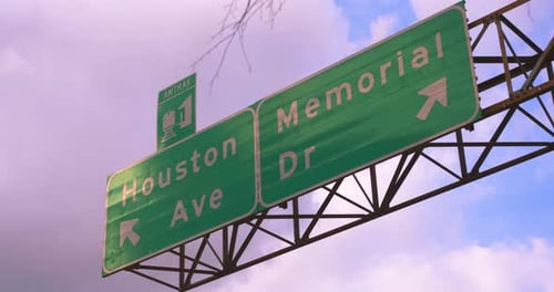 Wide Low-Angle View of Houston Ave and Memorial Dr, Houston, Texas