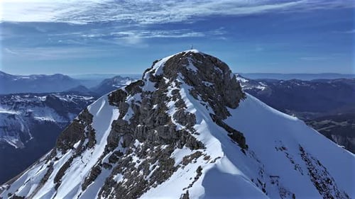 Aerial View of the Snowy French Alps