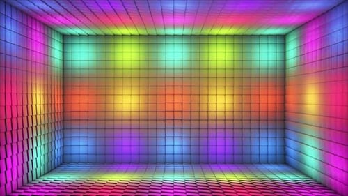 Diffusez des cubes illuminés de haute technologie à pulsations dans la salle Stage 29