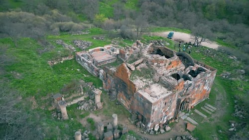 Aerial video of the medieval church