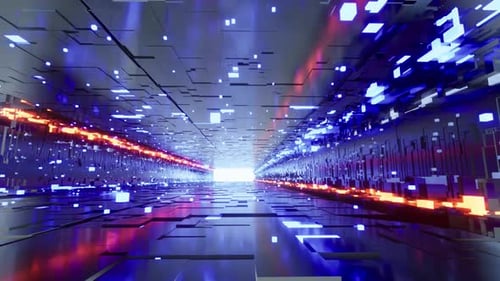 Ciberespacio digital con partículas de rejilla y conexiones de red de datos digitales 3