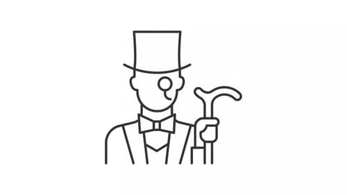 Minimalist Line Art Gentleman with Monocle and Top Hat Animation