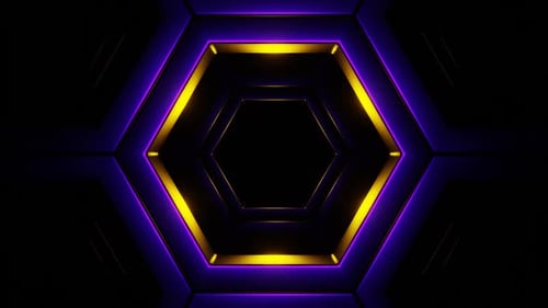Purple And Gold In To Hexagon Background Vj Loop In HD