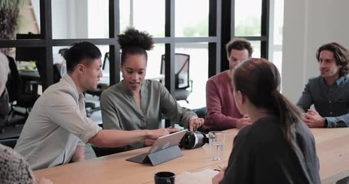 Game designers discussing VR headset technology