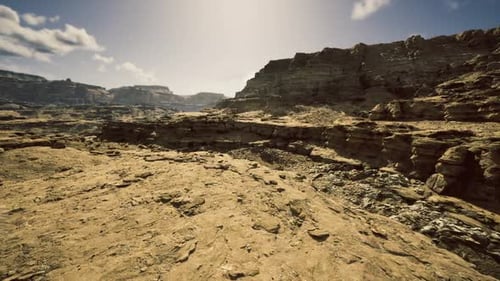 Arid Desert Canyon Landscape Flyover Animation