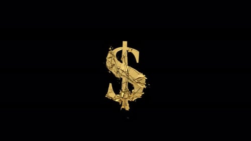 Golden Dollar Symbol Shattering and Exploding Animation