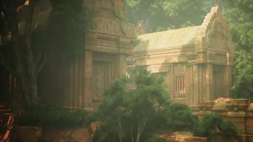 Ancient Mayan Temple Surrounded By Forest