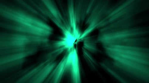 Glühender grüner Warp-Geschwindigkeitstunnel | Futuristische Science-Fiction-Lichtstrahlen, Bewegungshintergrundanimation