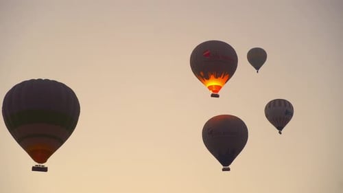 Balloons against blue sky with no clouds in sky in Cappadocia in Turkey