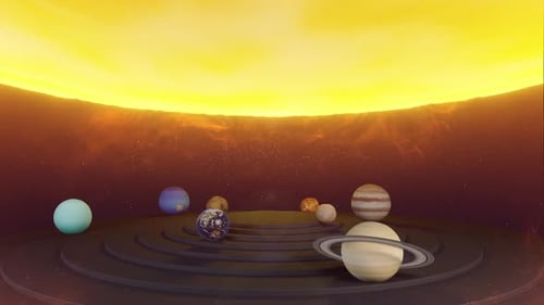 3D Render Solar System Animation Motion Design Planets Rotation Trajectories Moving Universe Galaxy