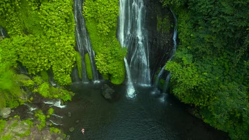 Aerial View of Waterfall on Jungle in Boquete Panama