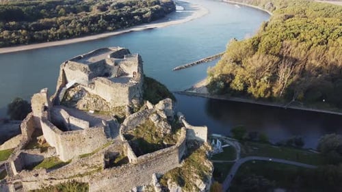 Ruins of Devin castle with spectacular landscape in Bratislava