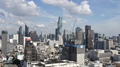 Aerial view of Bangkok Downtown Skyline, Thailand