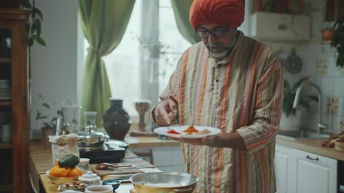 Indian Chef Describing Spices as Giving Online Cooking Class