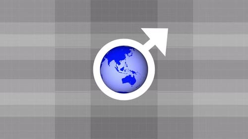 Male Gender Symbol with Rotating Earth Globe