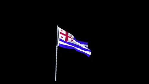 Ajaria-Flagge weht realistisch mit Himmel und Alphakanal
