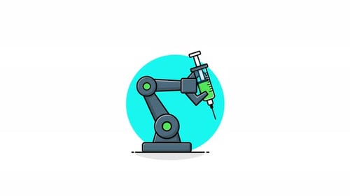 4k Robot Hand with Injection. Ai Robot Surgery Concept Animation Video